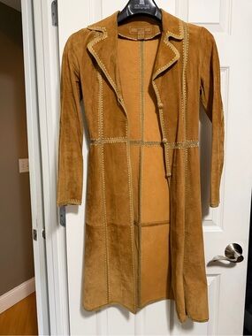 Arden B Suede Long Trench Coat - Tan